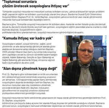 Prof. Dr. Vehbi BAYHAN'ın röportajı yayınlandı