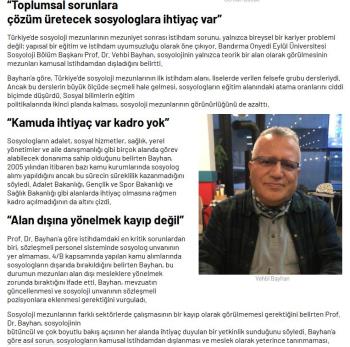 Prof. Dr. Vehbi BAYHAN'ın röportajı yayınlandı